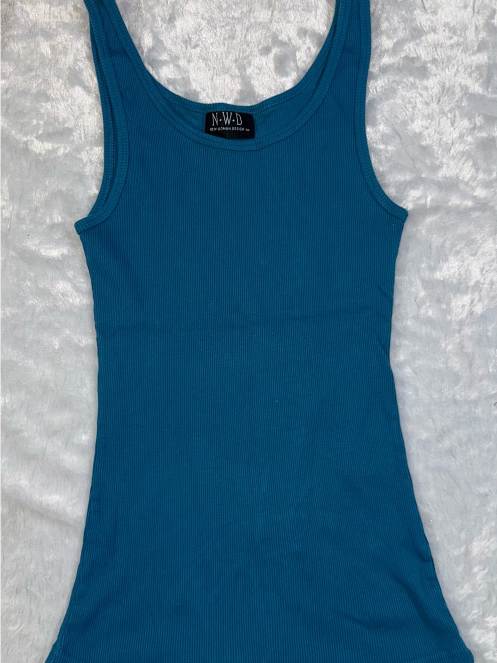 N•W•D Ribbed Scoop Tank Top — Teal